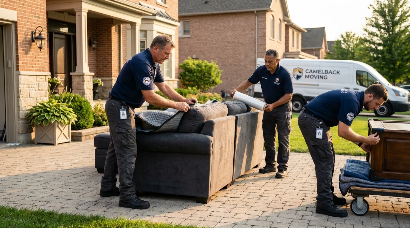 Large estate moving crew wrapping furniture in Plainfield, IL